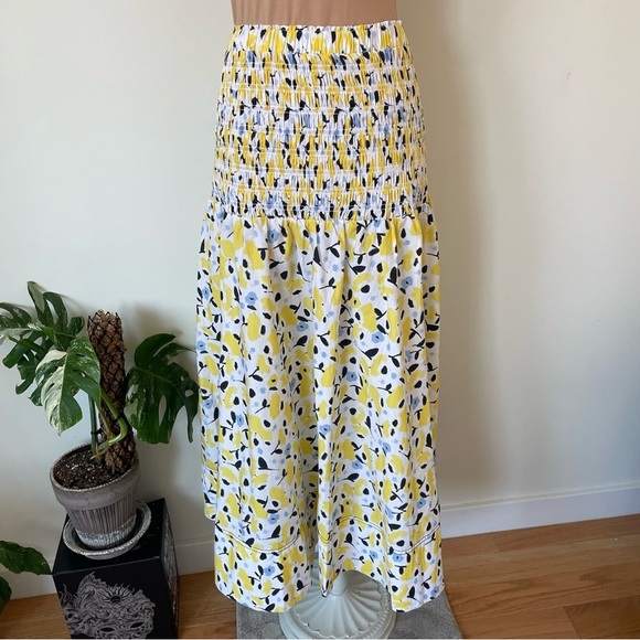 TANYA TAYLOR Lyla Floral Yellow Multi Cotton Smocked Midi Skirt NWOT Size 3X - Picture 6 of 11